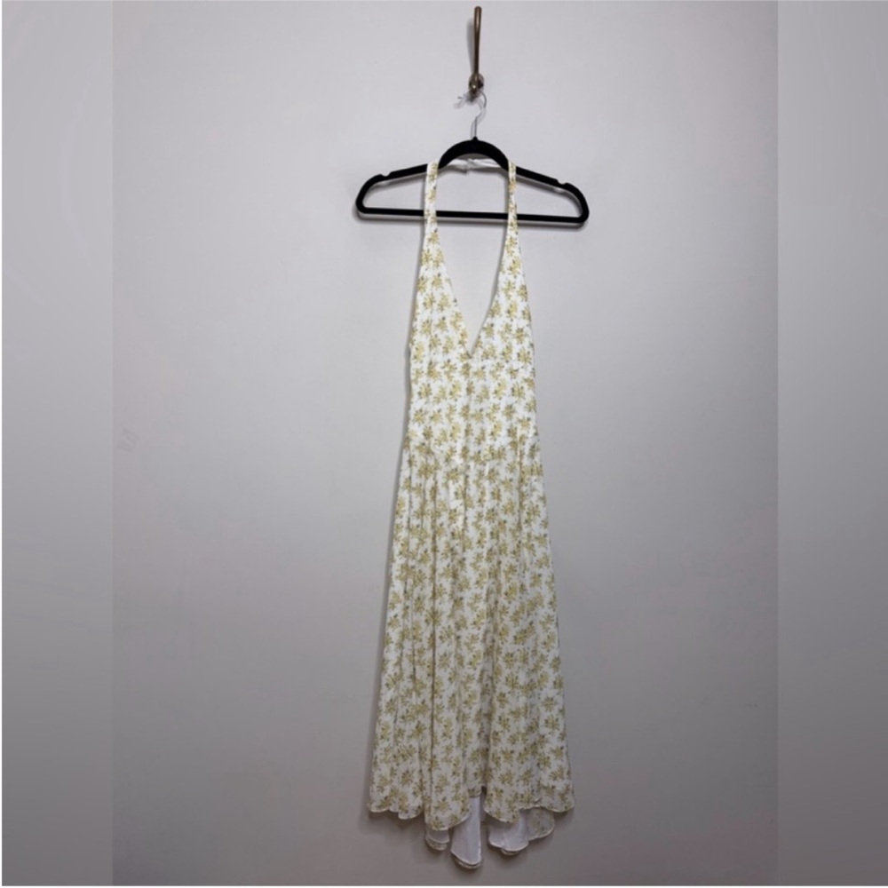 House of CB Ivory Vintage Floral Print Georgette Halter Sundress - Picture 3 of 9